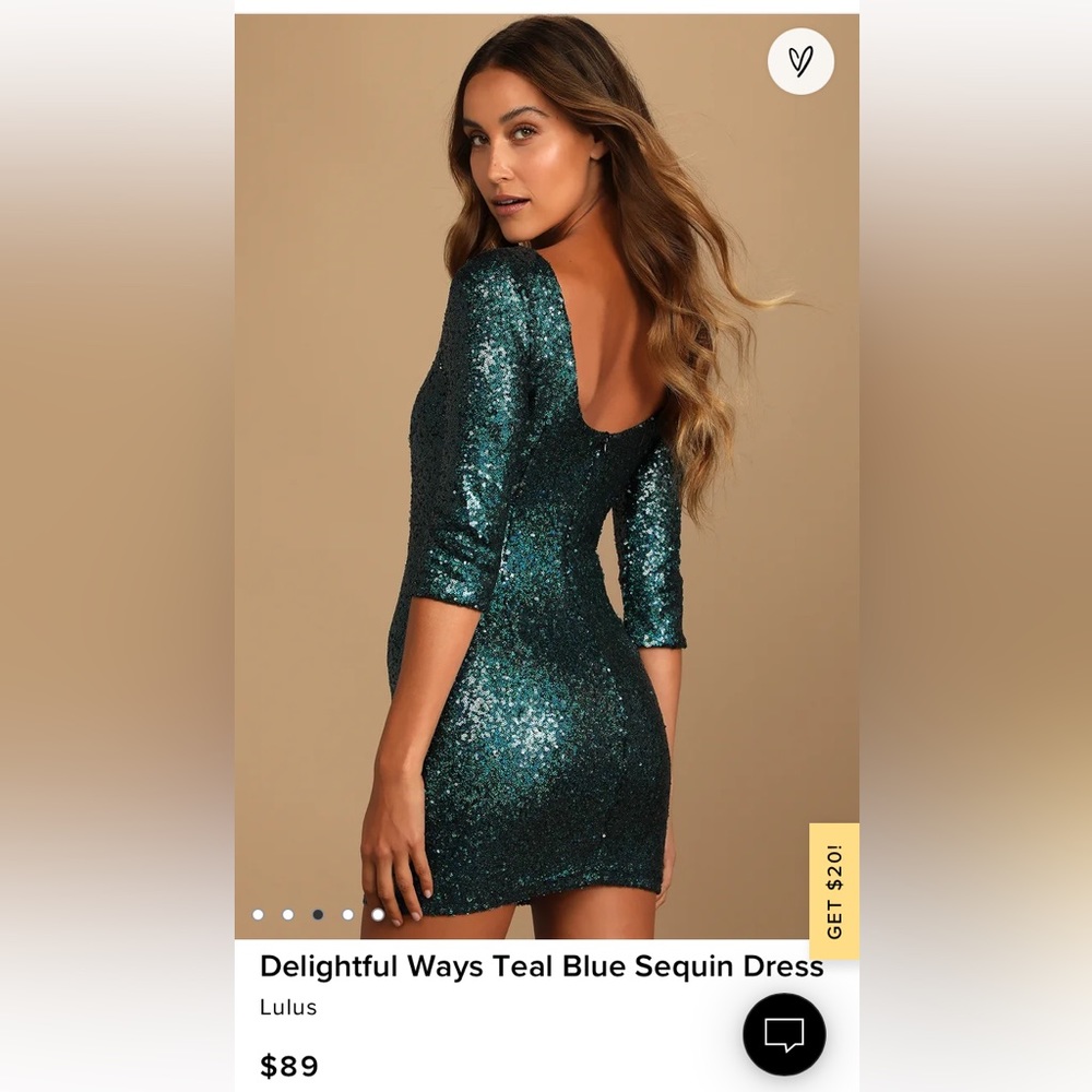 Lulu's Teal Blue Sequin Mini Dress